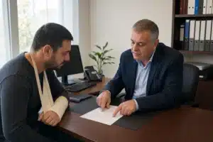 עורך דין תאונות עבודה מסביר לעובד פצוע את שלבי התביעה במשרד